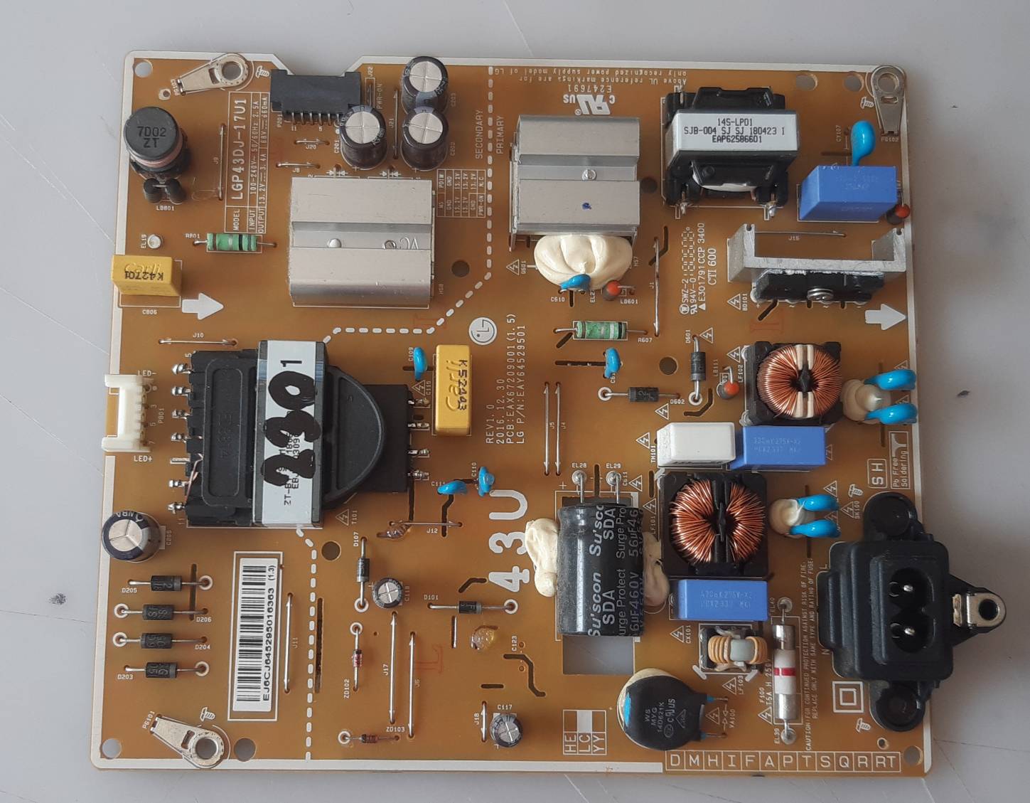 อันที่ 230 LG 43UK6320PTE ซัฟฟลาย EAX67209001 1.5 ดีเทสแล้ว