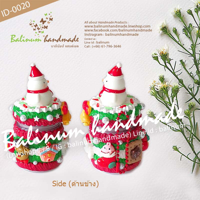 เคสยาดม Xmas DIY โมเดลสโนว์แมน ยาดมพิมเสนน้ำตราหงส์ไทย (กระปุกสีขาว 8 CC) งานเคส DIY โดย บาลีนัมป์แฮนด์เมด เป็นงานเรซิ่นแท้100% เป็นยาดม/ตั้งโชว์ตกแต่งบ้าน/เป็นของสะสม ของขวัญ ของฝาก ของชำร่วย แดง,เขียว (Red,Green)