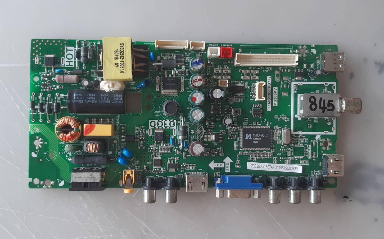 อันที่ 845 LED20B2600 ซีสเตร็ม TP.MS1306.pB772 MS306PV ดีเทสแล้ว