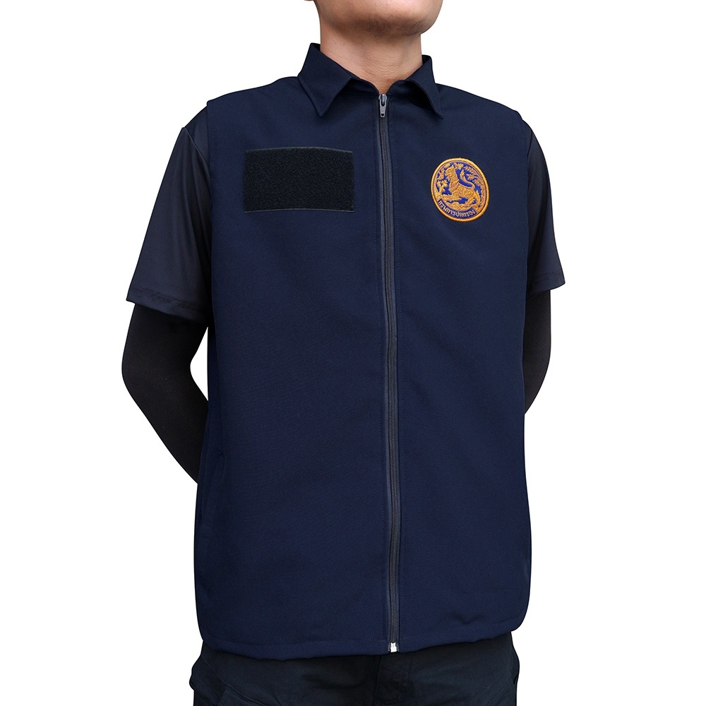 เสื้อกั๊ก กรมการปกครอง คอปก สีกรมท่า DB-01# (K0340)