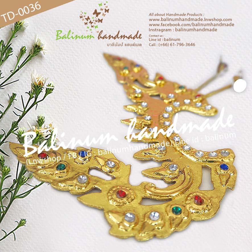 (สำหรับผู้ใหญ่) เครื่องประดับหู (จรหู, จอนหู) หุ้มทองคำแท้ 100% งานแฮนด์เมด ประดับพลอยสี (สำหรับผู้ใหญ่) ทอง (Gold)