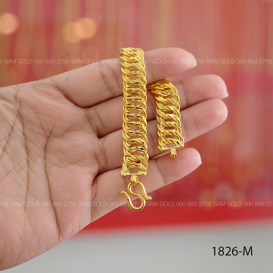 (M) ข้อมือเลสก้างปลาคู่ตัดลาย 3 บาท