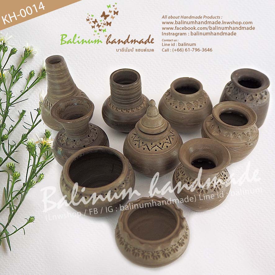 Thai Earthenware Pottery Jar Vase Carve Clay Sculpture Handicraft Art Home Decor ดินปั้นหม้อ ไห โอ่ง อ่าง กระถาง แจกัน งานฝีมือแฮนด์เมด ยังไม่ได้เผา เอาไว้ตั้งโชว์หรือตกแต่งบ้านเป็นคอลเลคชั่น หรือเป็นของฝาก ของขวัญได้ ธรรมชาติ (Natural)