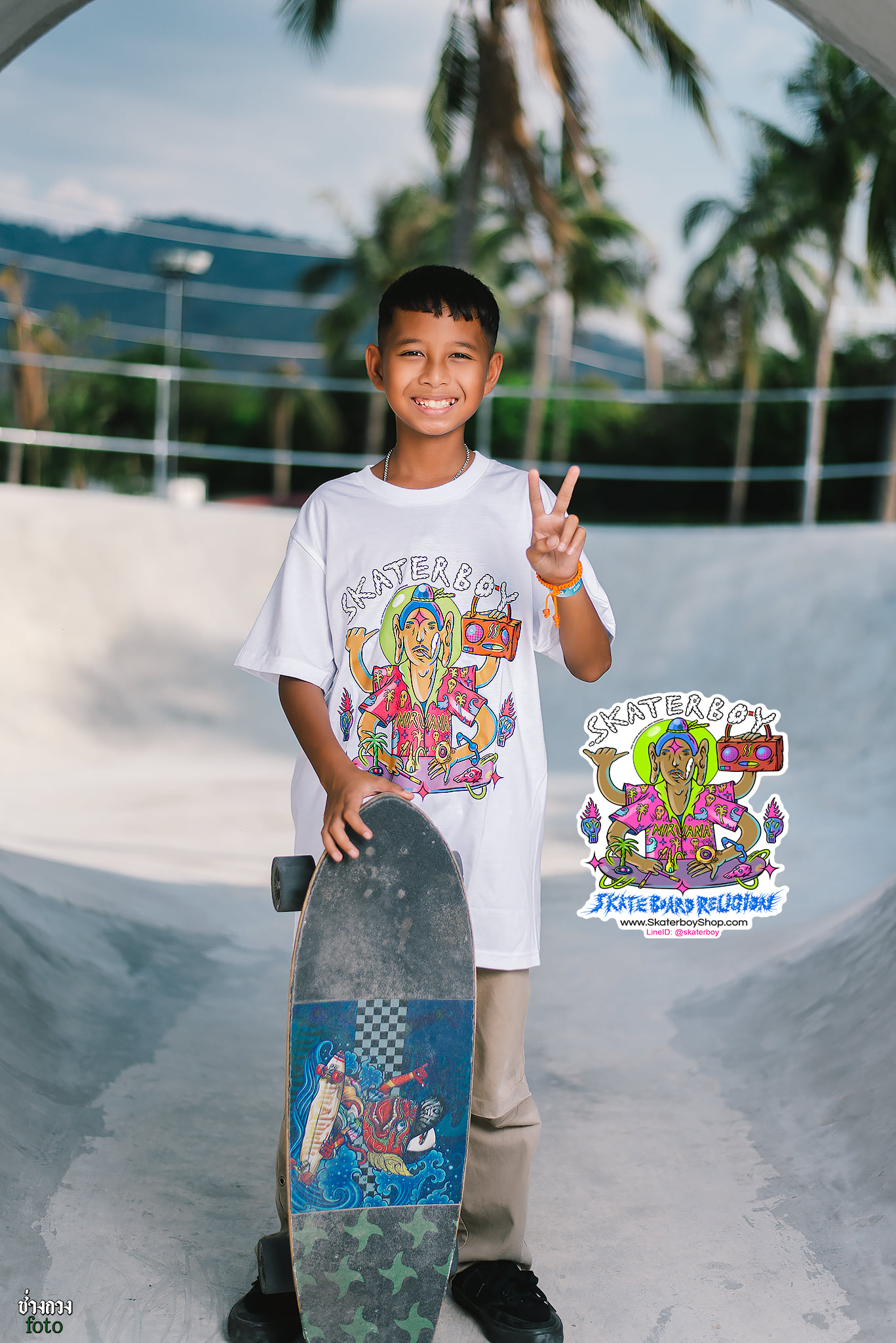 [0101] เสื้อยืดนักสเก็ตผ้า Cotton100 ใส่สบายไร้ตะเข็บข้าง