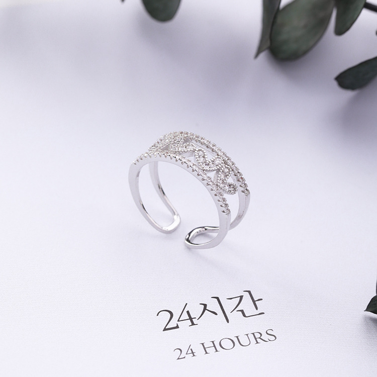 แหวนเพชรczสีเงินในสไตล์หรูหราเครื่องประดับแฟชั่นเกาหลี ring dream in love