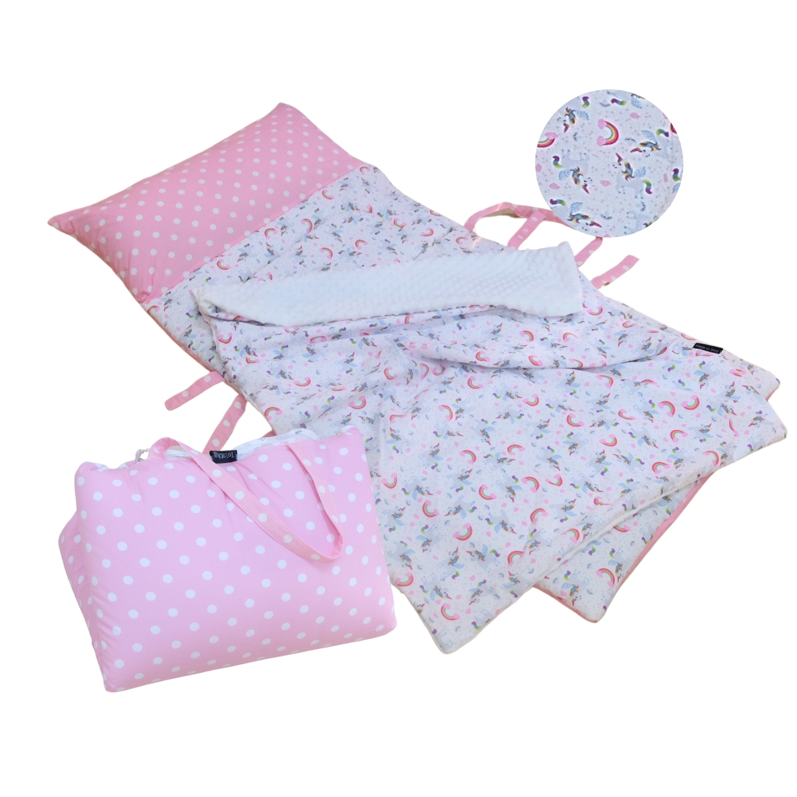 ที่นอนอนุบาลไส้กันน้ำ หมอนและที่นอนติดกัน ผ้าห่มแยก ถอดปลอกได้