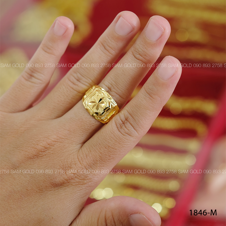 (M) แหวนทองลายตัดแปดจิก