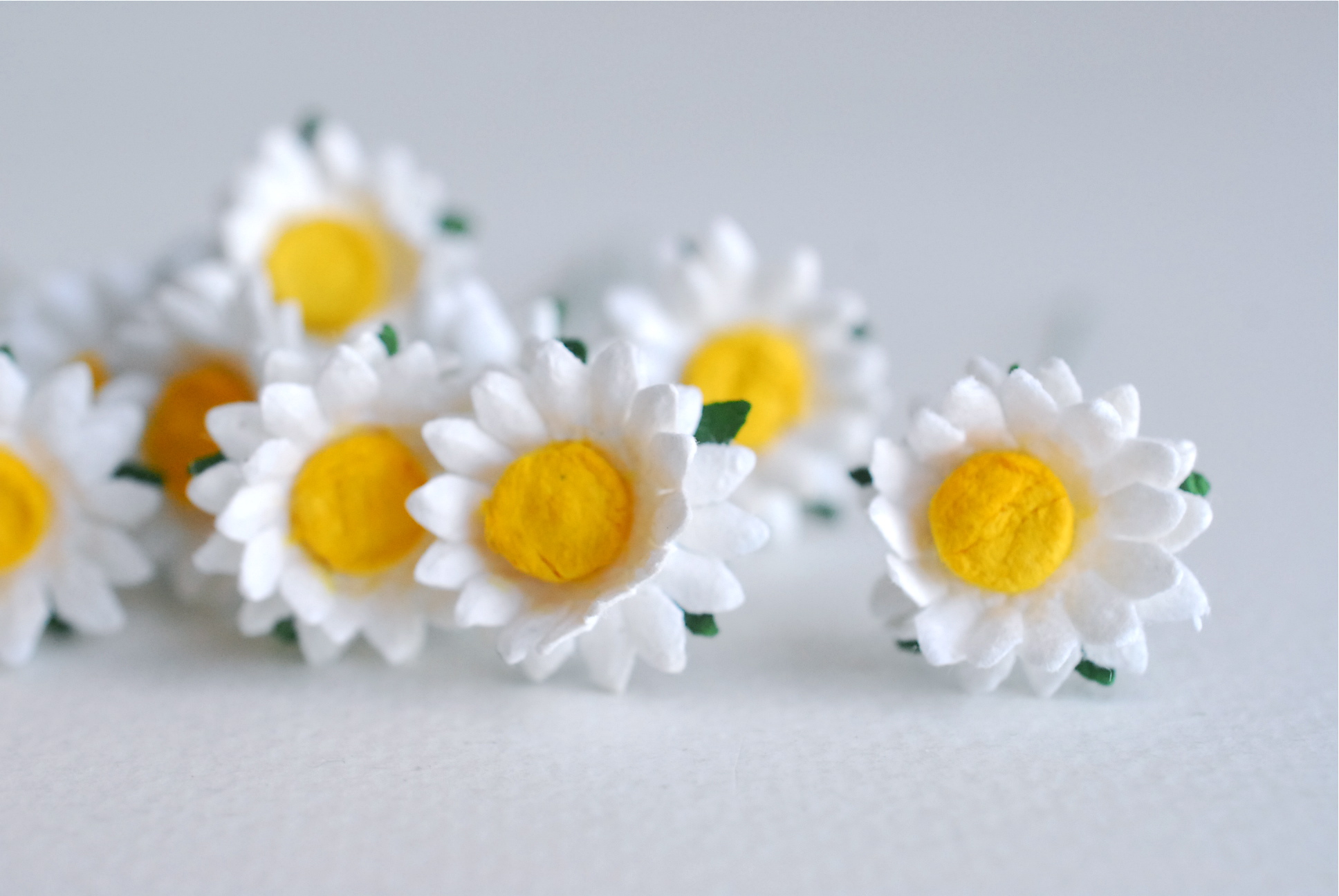 ดอกทานตะวันกระดาษ ดอกไม้กระดาษสา ดอกไม้ประดิษฐ์จากกระดาษสา ดอกทานตะวัน ดอกไม้กระดาษสาขายส่ง ดอกไม้ประดิษฐ์ ดอกไม้ทำข้อมือเพื่อนเจ้าสาว ขนาด 1.5 cm. จำนวน 100 ดอก สีเหลือง Paper Flower, Sun Flowers, white color, size 1.5 cm 100 pieces, yellow pollen.