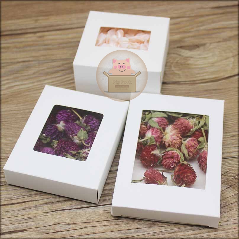 กล่องกระดาษขาวโชว์หน้าสินค้า ขนาด8x10x2cm แพ็ค50ชิ้น :007776