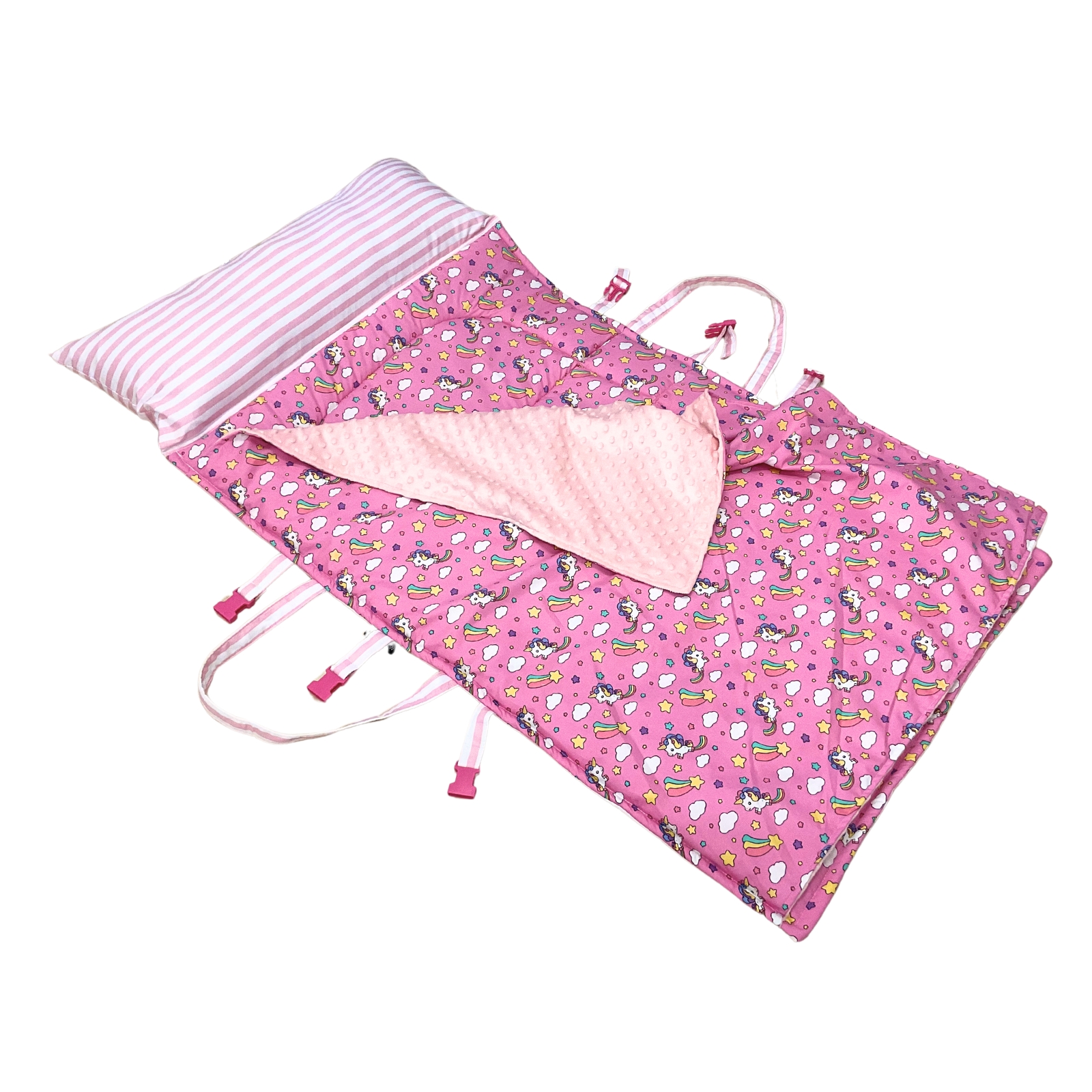 ที่นอนพกพา ซักทั้งชิ้น แบบหมอนยาวติดที่นอน มีผ้าห่ม ปักชื่อฟรี