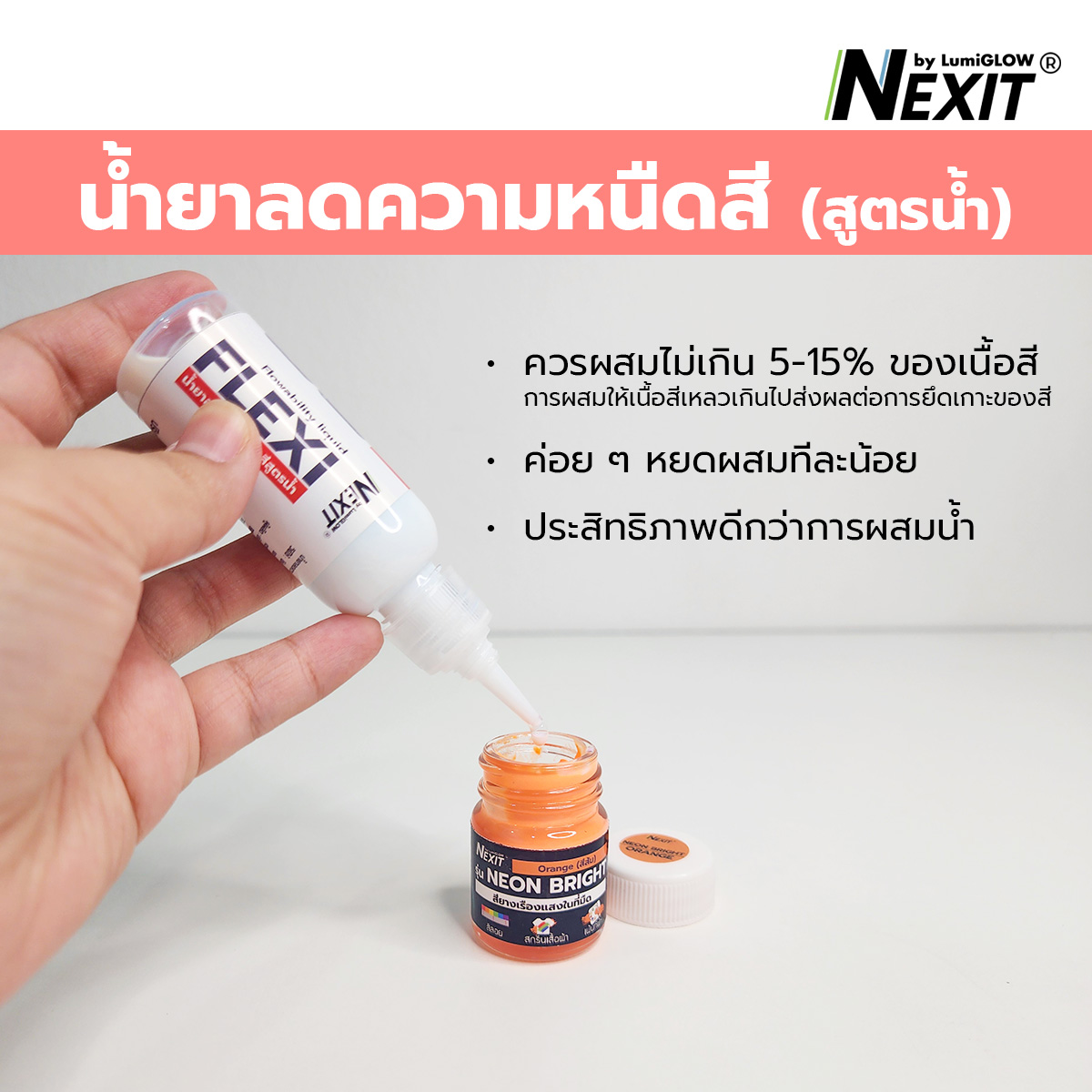 Nexit น้ำยาลดความหนืดสี Flexi (สำหรับสีสูตรน้ำ) เพิ่มความยืดหยุ่นของฟิล์มสี