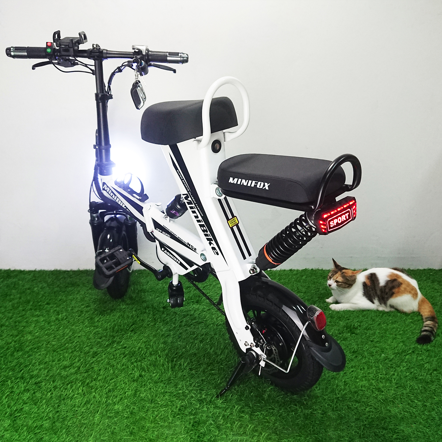 [0801] จักรยานไฟฟ้า รุ่น Mini 2ที่นั้ง พร้อมไฟเบรก แบต 48V รับประกัน6เดือน มี 3 สี ดำ แดง ขาว