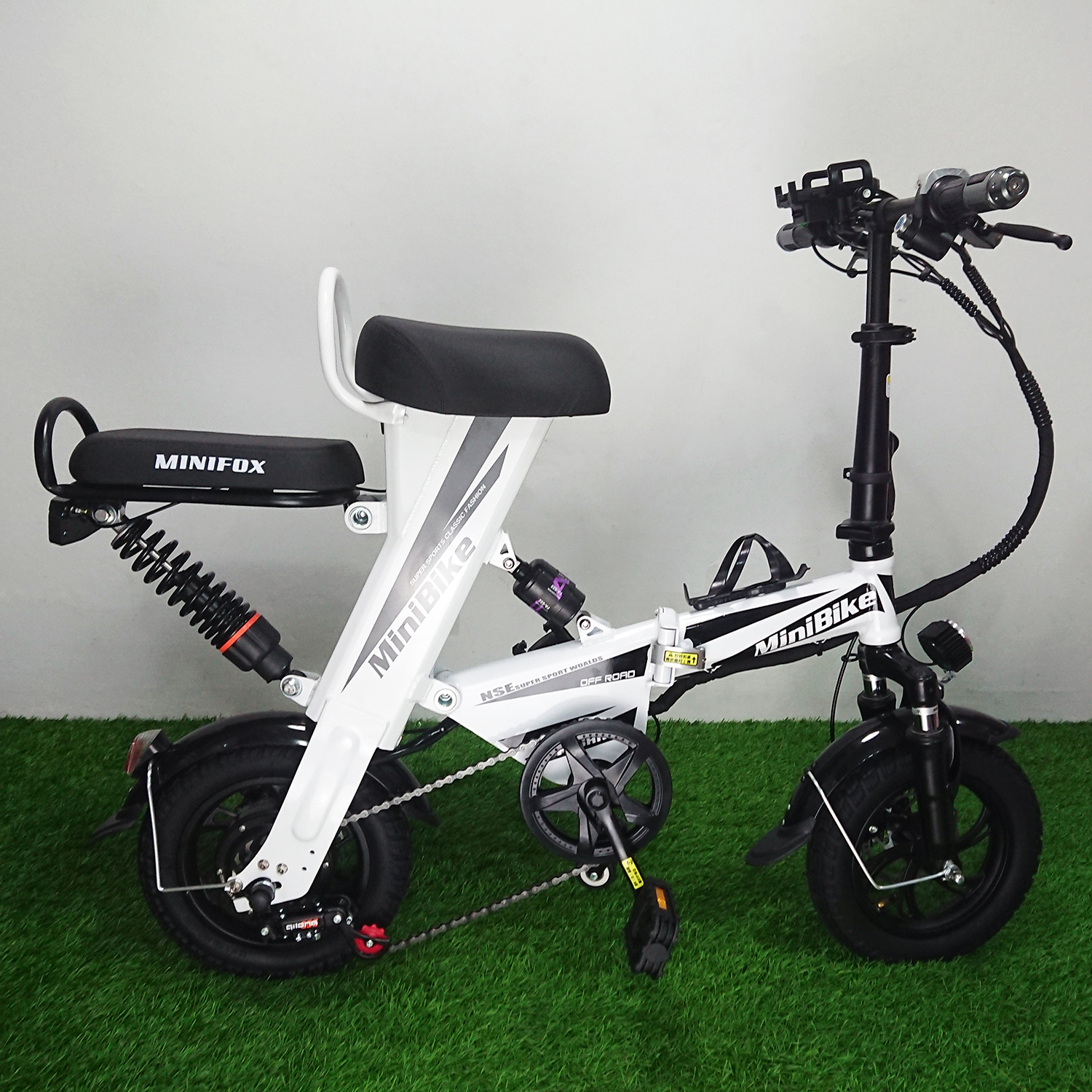 [0801] จักรยานไฟฟ้า รุ่น Mini 2ที่นั้ง พร้อมไฟเบรก แบต 48V รับประกัน6เดือน มี 3 สี ดำ แดง ขาว