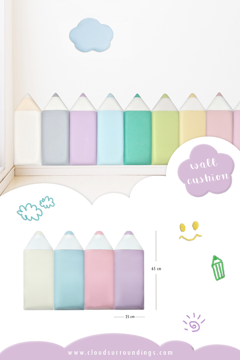 เบาะผนังกันกระแทก (crayon) 25x65 ซม.
