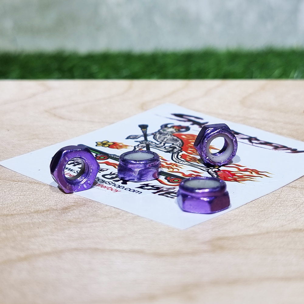 [0318] น็อตยึดล้อสเก็ตบอร์ดติดทรัค ตัวเมียแต่ง ชุบสีโลหะเงา 5สี E-Coating nut carbon steel