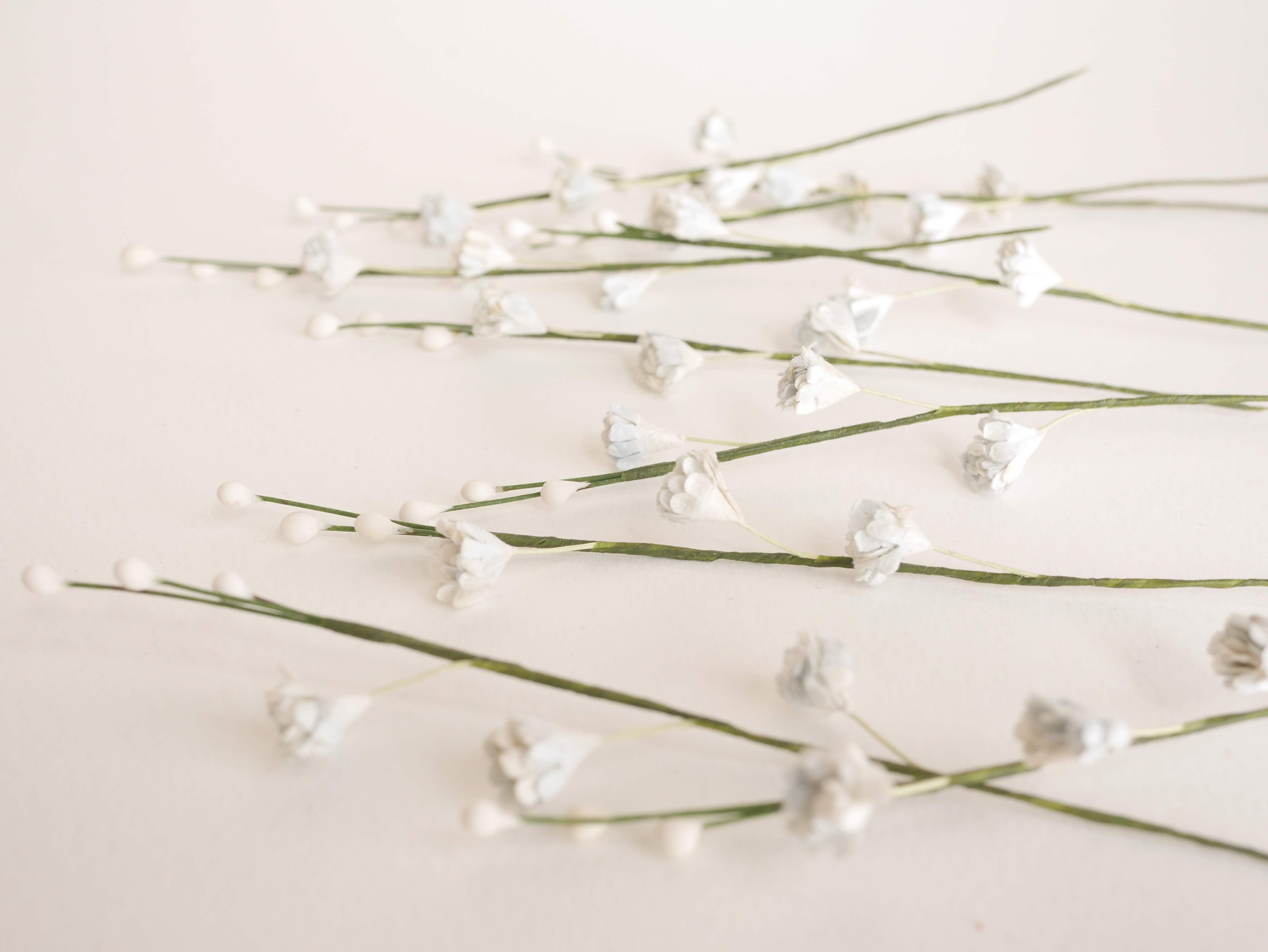 ดอกไม้ประดิษฐ์, ดอกไม้กระดาษสา, ดอก gypsophila, ดอกยิปโซ, ดอกยิปโซก้าน เกสรสีขาว งานประดิษฐ์ตกแต่งของชำร่วย, ดอกไม้ทำพานพุ่ม,พานพวงมาลัย, พานรับไหว้, ขนาด 1 cm. สีฟ้าตุ่นปัด