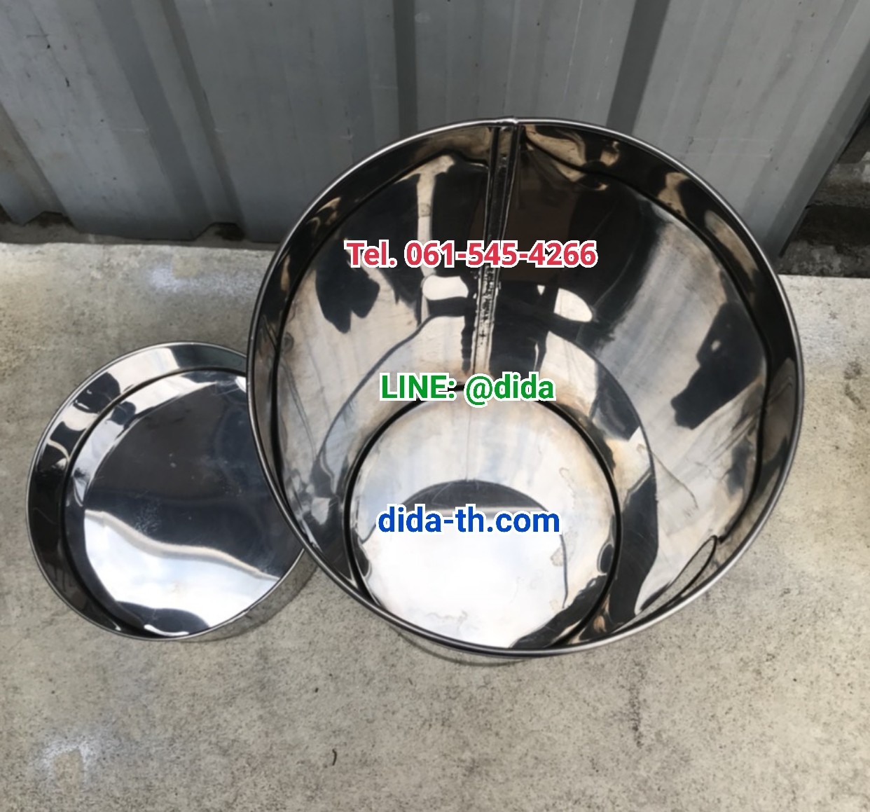 ถังขยะสเตนเลส พร้อมที่เขี่ยบุหรี่ คอตั้ง 8 นิ้ว