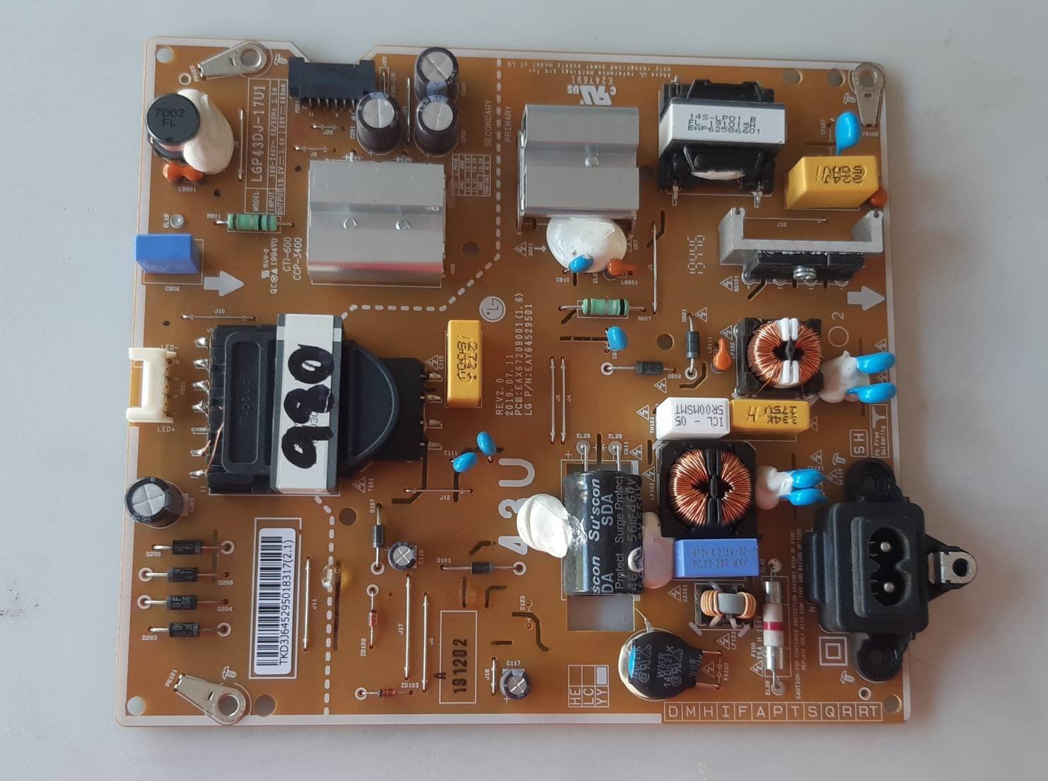 อันที่ 980 LG 43UM7100PLB ซัฟฟลาย EAX67209001 EAY64529501 ดีเทสแล้ว