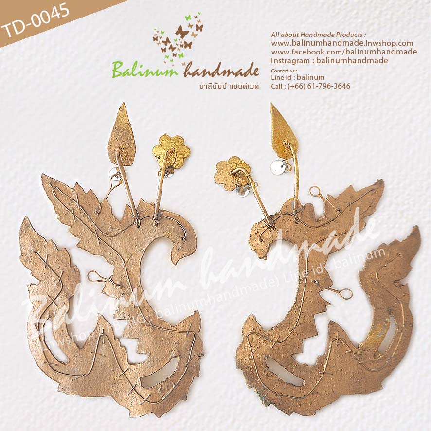 (สำหรับผู้ใหญ่) เครื่องประดับหู (จรหู, จอนหู) หุ้มทองคำแท้ 100% งานแฮนด์เมด ประดับพลอยสี (สำหรับผู้ใหญ่) ทอง (Gold)