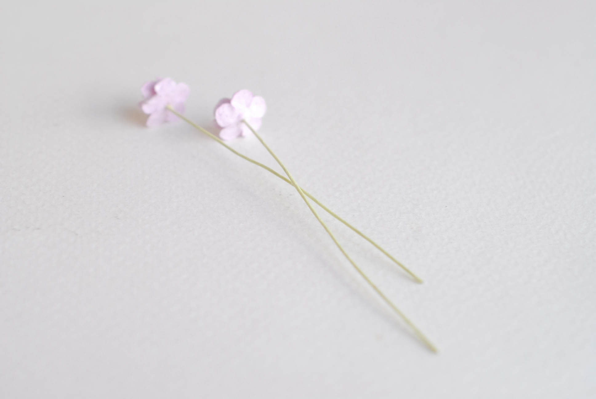 ดอกไม้กระดาษสา ดอกไม้กระดาษสาราคาส่ง ดอกไม้กระดาษสำหรับตกแต่ง งานแต่งงาน หรือติดของชำร่วย ดอก creeping lady 100 ดอก ขนาด 0.8 cm. สีม่วงอ่อน Small Paper Flower with stem, 100 pcs., size 0.8 cm., creeping flowers 2 layers,pale purple color.