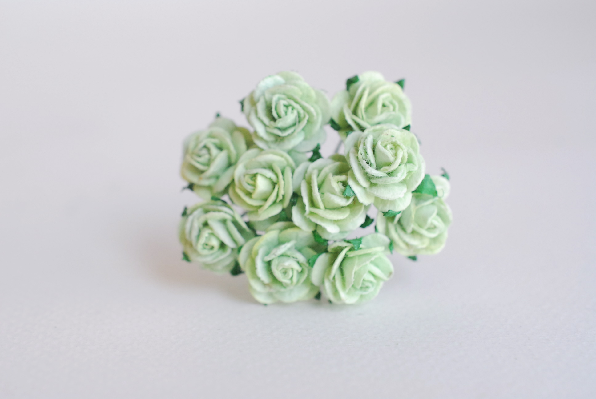 ซื้อ1 ห่อ แถม 1 ห่อ ดอกไม้กุหลาบกระดาษ ดอกไม้กระดาษสา, ดอกกุหลาบจิ๋ว, ดอกไม้กระดาษสาขายส่ง สีเขียวพาสเทล แถมสีเขียวจุดขาว ขนาด 1.5 cm. จำนวน 100 ดอก Paper Flowers size 1.5 cm., mini roses green mint color, 100 pcs. and get free 1 pack of green mint-white