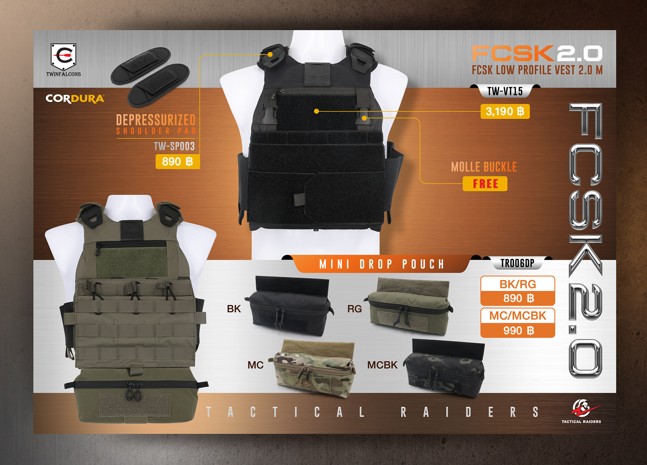 FCSK 2.0 Plate Carrier (Twinfalcons) /รองบ่า/ กระเป๋าติดเวส (Tactical Rider)