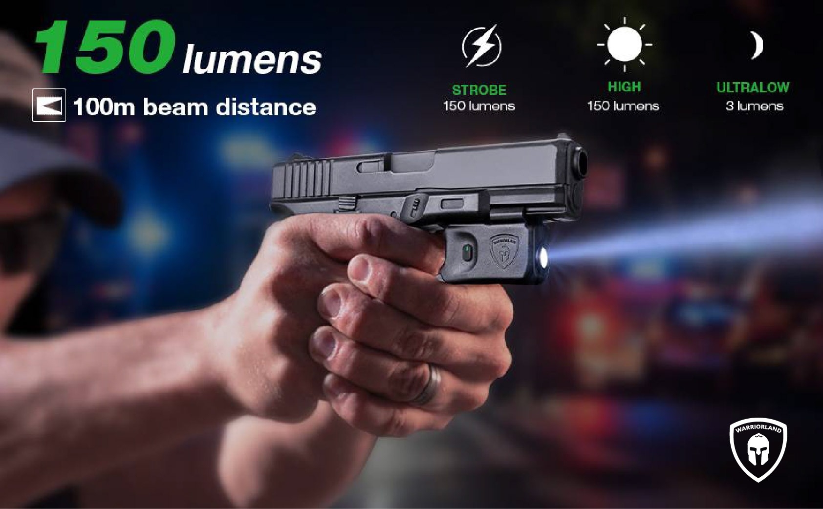 ไฟฉาย Warriorland SL-1 + ซองพกใน Kydex Glock 17/19/21/22 (Gen 3-5) & Glock 23/32 (Gen 4) (K2460)