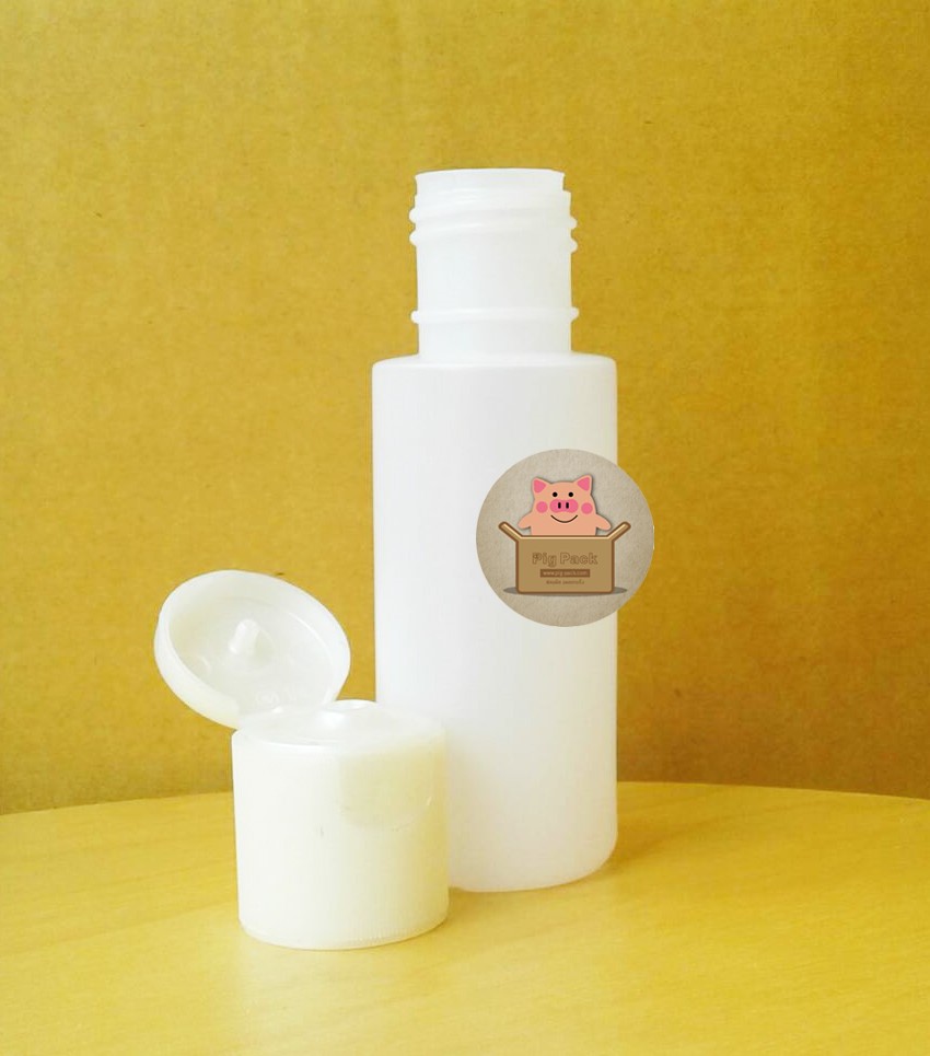 ขวดพลาสติกพร้อมฝาปิดป๊อกแป๊กสีใสขุ่น ขนาด 60 cc. 20 ใบ : 005881