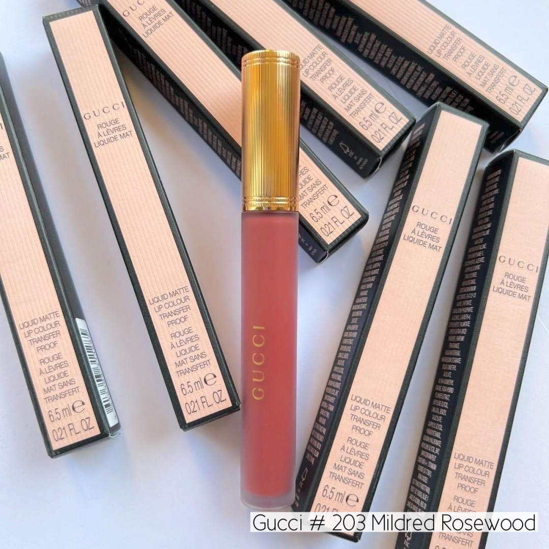 ลิปจุ่ม Gucci Rouge a Levres Liquide Mat Lip Colour 6.5 ml # 203 Mildred Rosewood