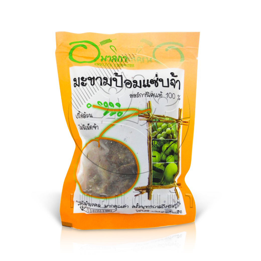 802 อมาลิกา มะขามป้อมแซ่บจ้า ซองส้ม 110g.