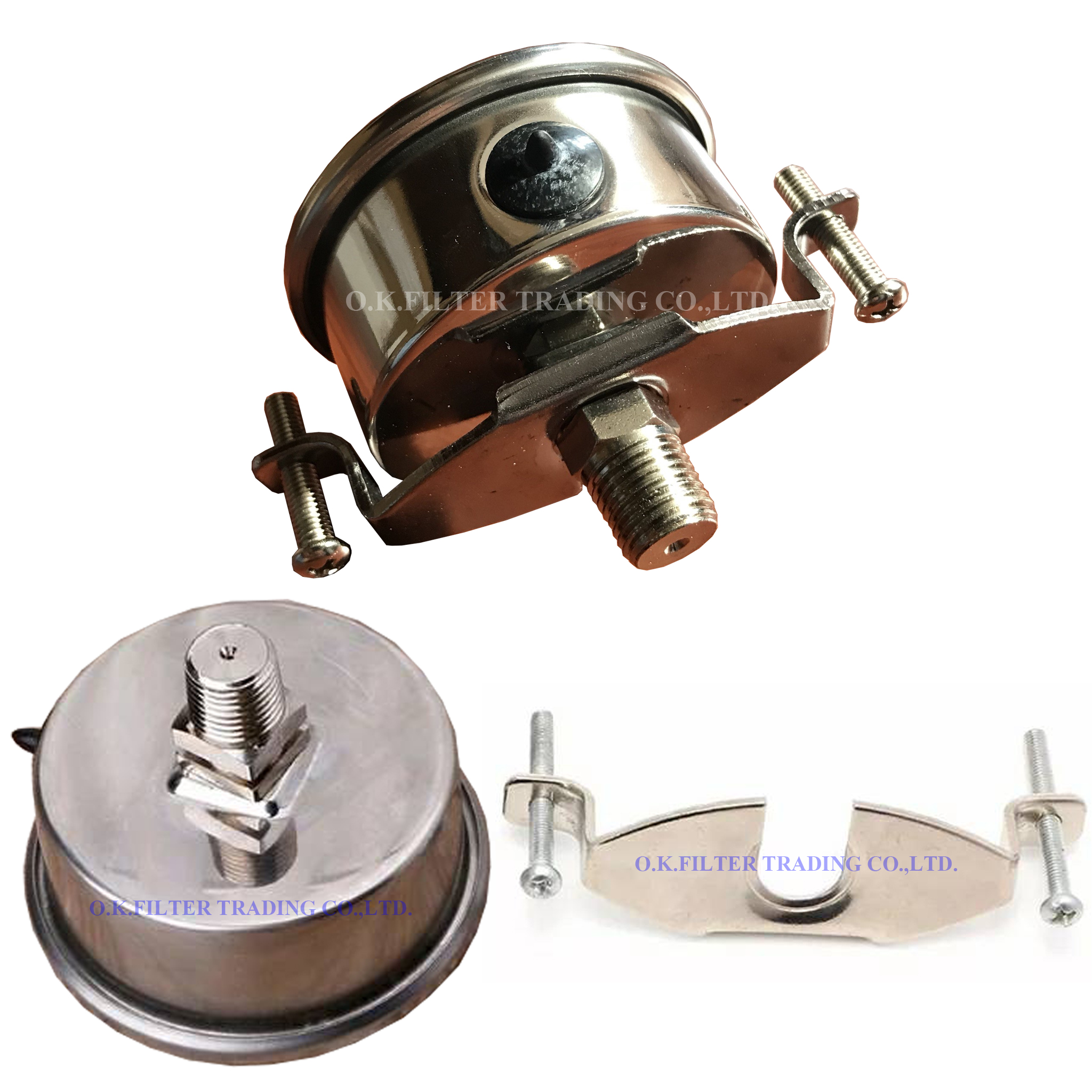 Oil Pressure Gauge 2.5" 0-350 PSI (0-25 Bar) มีน้ำมัน กันกระเทือน เกลียว 1/4" ยึดหลัง