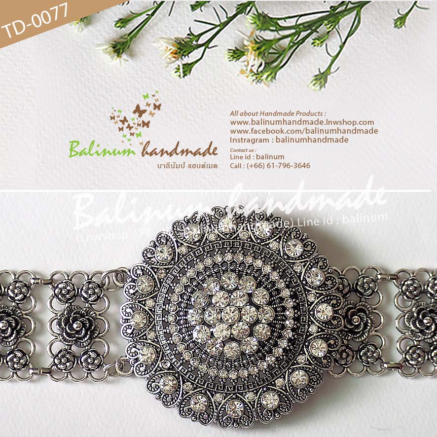 Thai Traditional Silver Belt Chain Vintage Bohemian Antique เข็มขัดเงินประดับเพชร สไตล์วินเทจโบฮีเมียนแอนทีค สวมใส่ง่าย จะใส่แมทซ์กับผ้าซิ่น ผ้าไทย ชุดเมือง ชุดล้านนา หรือกับกระโปรง และกางเกงยีนส์ ก็ดูเก๋และเท่ห์ดีค่ะ เงิน (Silver)