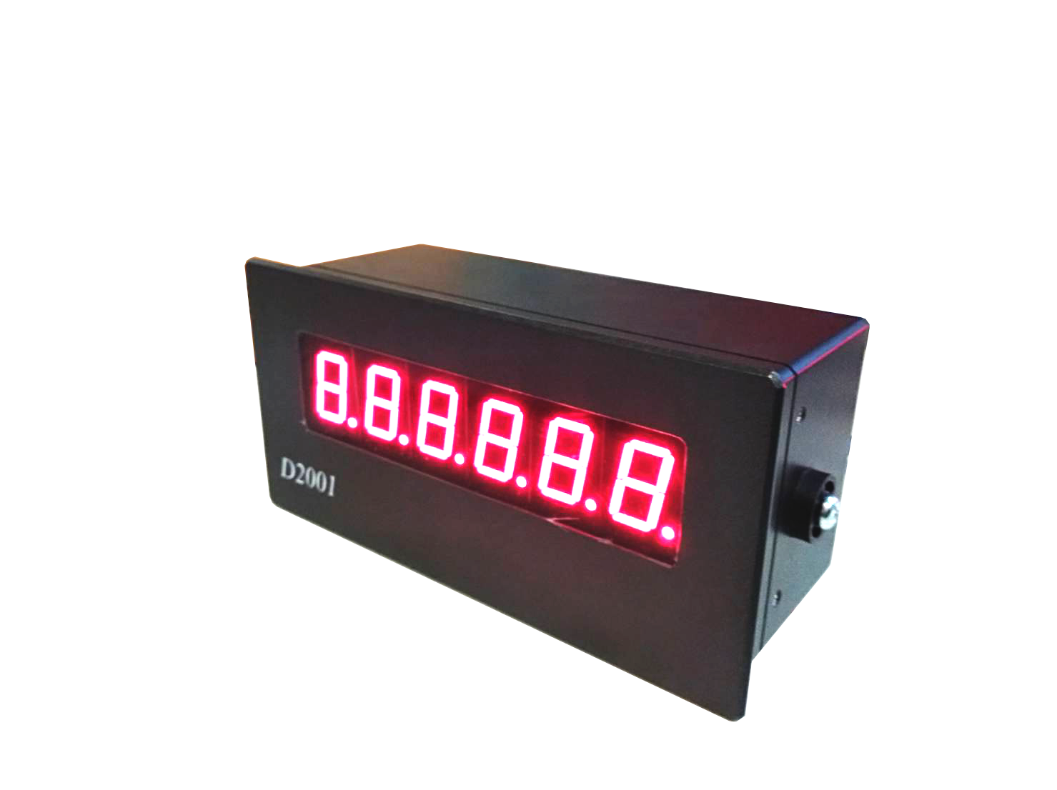 จอแสดงผลระยะไกล รุ่น D2001 ขนาดตัวเลขสูง 1 นิ้ว แสดงตัวเลข 6 หลัก LED 7 segment รับสัญญาณแบบ RS232 สแกนบอร์ดเรทอัตโนมัติ