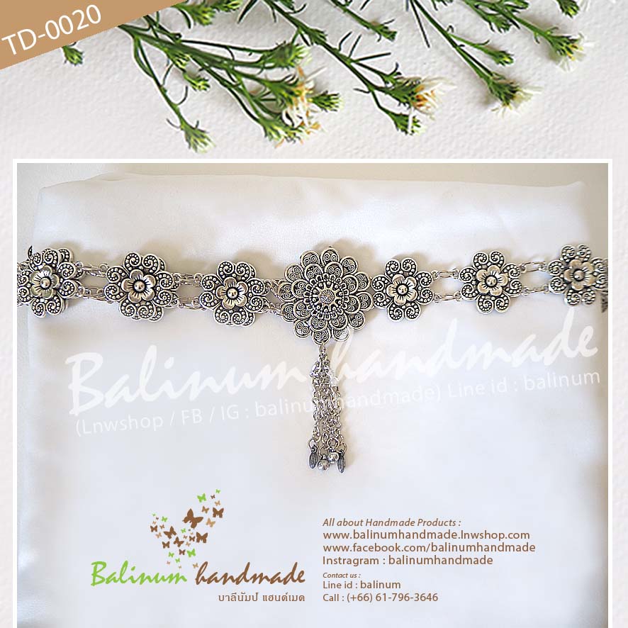Thai Traditional Silver Belt Chain Vintage Bohemian Antique เข็มขัดเงิน สไตล์วินเทจโบฮีเมียนแอนทีค สวมใส่ง่าย จะใส่แมทซ์กับผ้าซิ่น ผ้าไทย ชุดเมือง ชุดล้านนา หรือกับกระโปรง และกางเกงยีนส์ ก็ดูเก๋และเท่ห์ดีค่ะ เงิน (Silver)