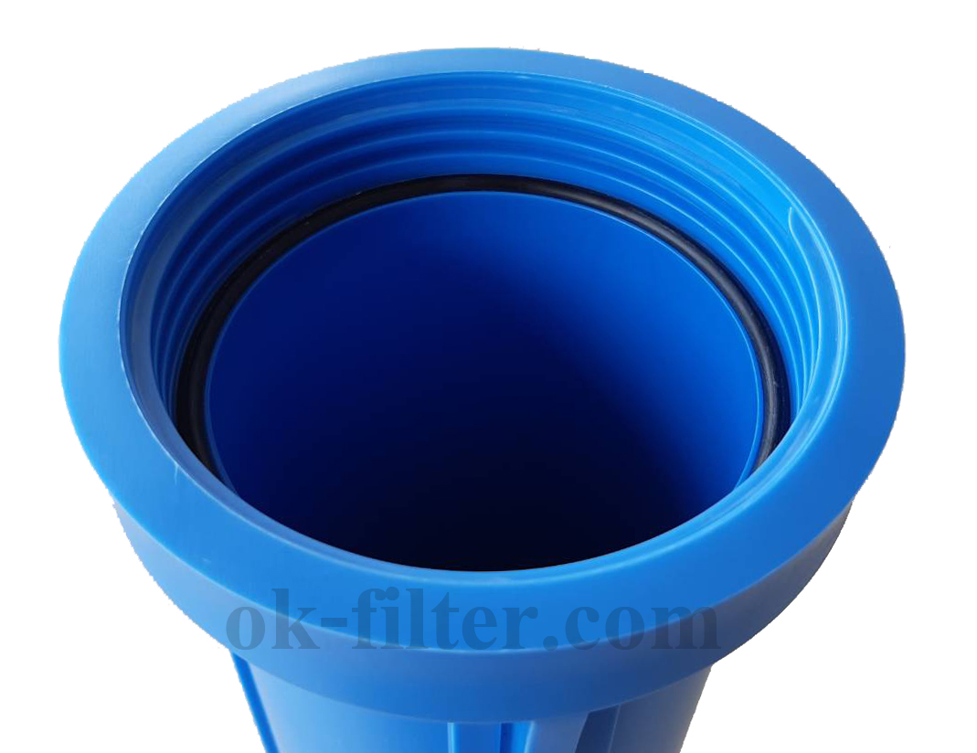 กระบอกกรองน้ำ Housing ทรงใหญ่ สีน้ำเงิน-ทึบ 20 นิ้ว รูเกลียวทองเหลือง 6 หุน (ครบชุดไม่รวมไส้กรอง) Fast Flow