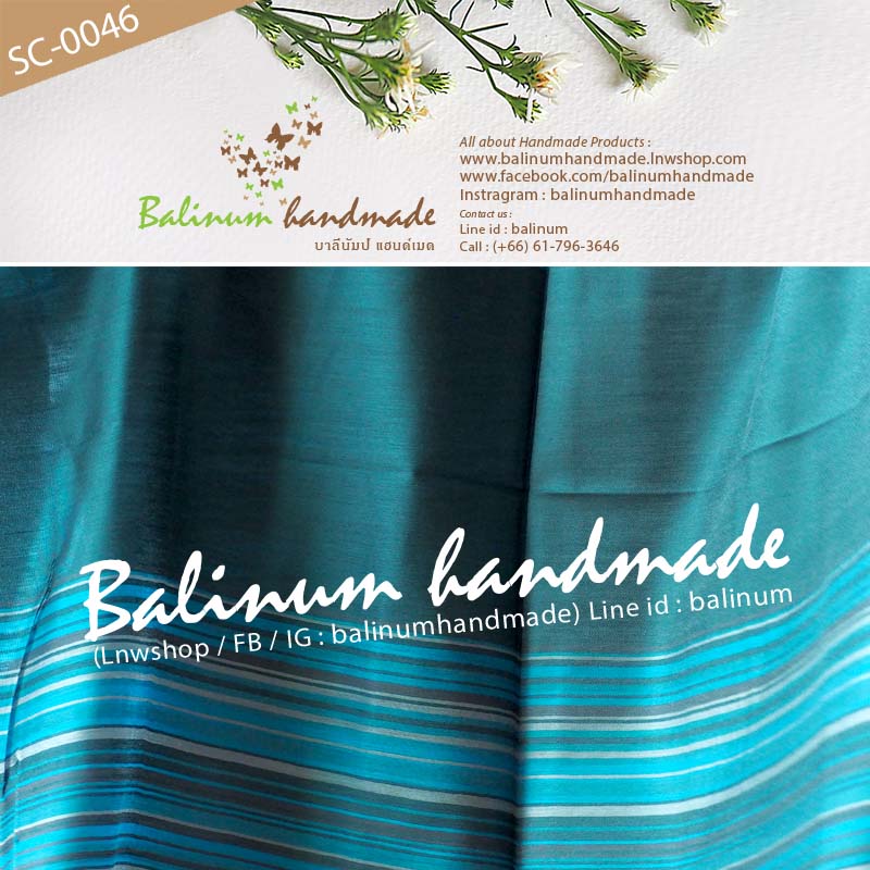 ผ้าพันคอผ้าไหม 100% เนื้อผ้านุ่ม ลื่น บางเบา ให้ความอบอุ่น รู้สึกสบาย สามารถนำมาพันคอหรือคลุมไหล่ก็ได้ (ใช้ได้ทั้งผู้หญิงและผู้ชาย) ฟ้า, เขียว (Blue, Green)