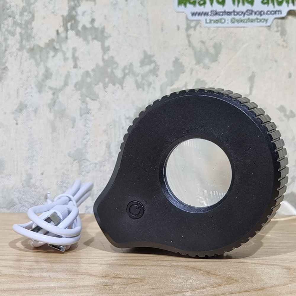 [1003] กระป๋อง เก็บดอก มีไฟ เลนส์10X ขยายบนล่าง ชมไตรโคม ขนาด 6x8cm พร้อมสายชาร์จ