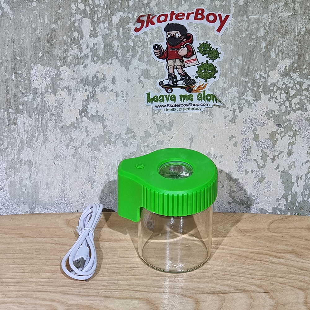 [1003] กระป๋อง เก็บดอก มีไฟ เลนส์10X ขยายบนล่าง ชมไตรโคม ขนาด 6x8cm พร้อมสายชาร์จ