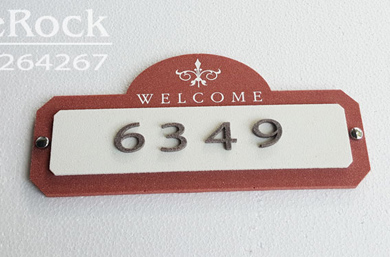 ป้ายบ้านเลขที่หินทราย ป้ายสวยๆกรอบสีแดง WelcomeVintage