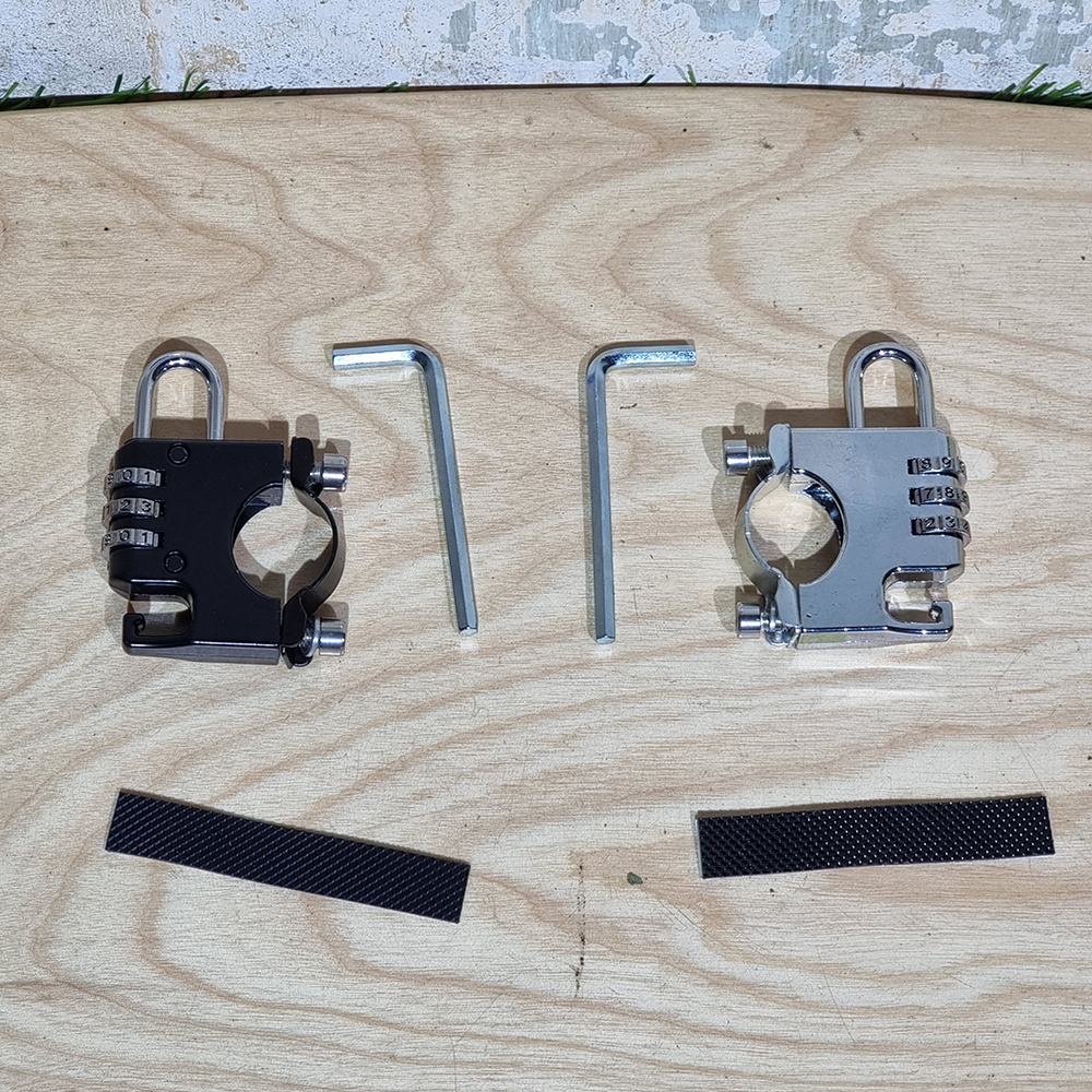 [0901] อุปกรณ์ล็อค หมวก รหัส3ตัว ติดแฮนด์ จักรยาน ป้องกันขโมย พร้อมตะขอแขวน อเนกประสงค์