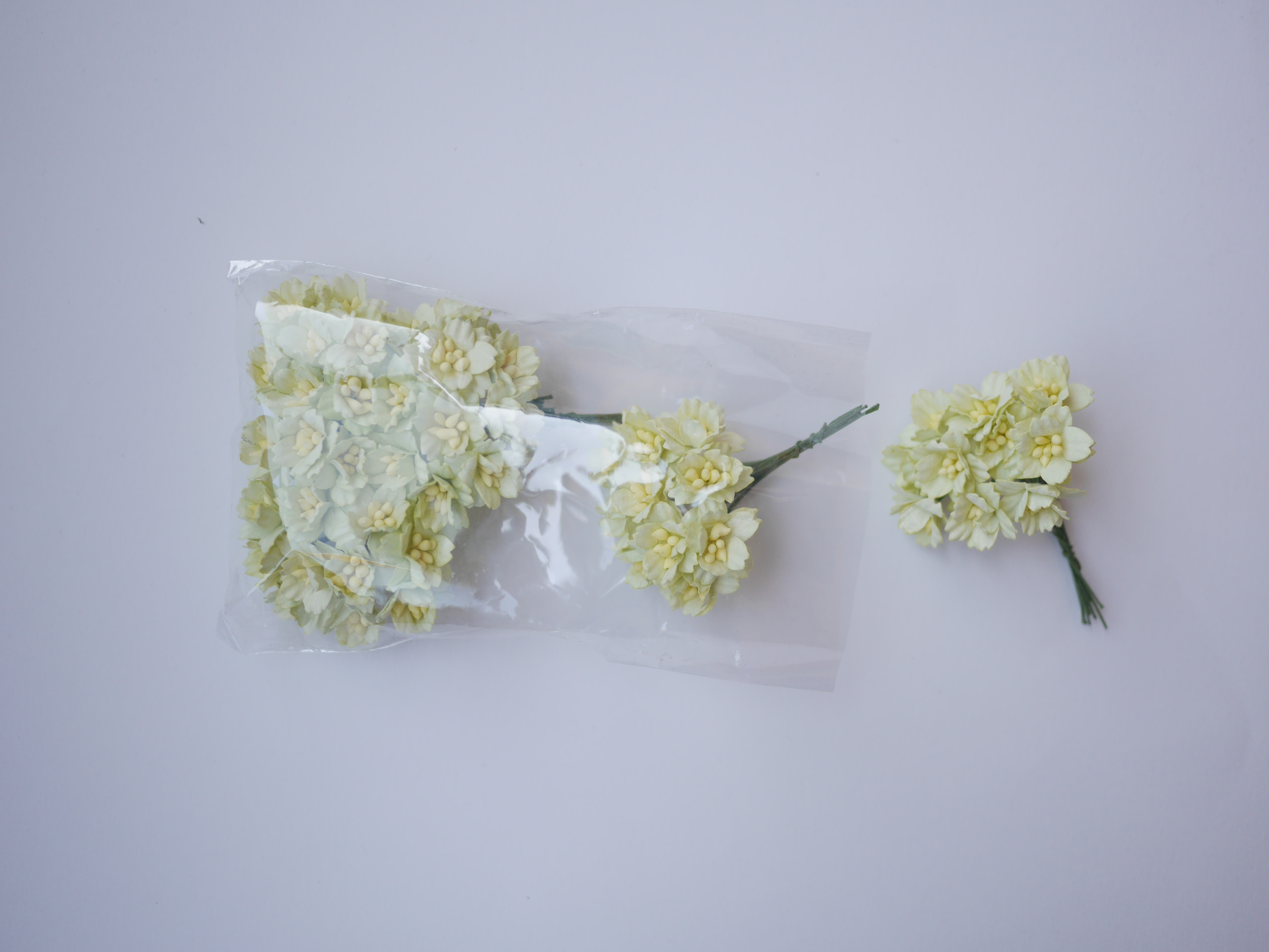 ดอกไม้กระดาษสา ดอกซากุระกระดาษ ขนาดเล็ก ดอกไม้กระดาษสาราคาส่ง ดอกไม้กระดาษสำหรับตกแต่งของชำร่วย งานแต่งงาน ทำช่อดอกไม้ติดอกเจ้าบ่าว ข้อมือดอกไม้เจ้าสาว ขนาด 2.0 cm. 50 ดอก สีเขียวพาสเทลอ่อน Paper flowers supplies: DIY wedding tools small Cherry blossom pa