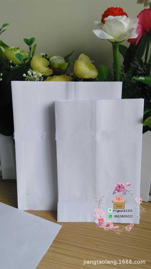 ถุงกระดาษขาวขยายข้าง ขนาด11x17+1.5 cm แพ็ค 100 ชิ้น