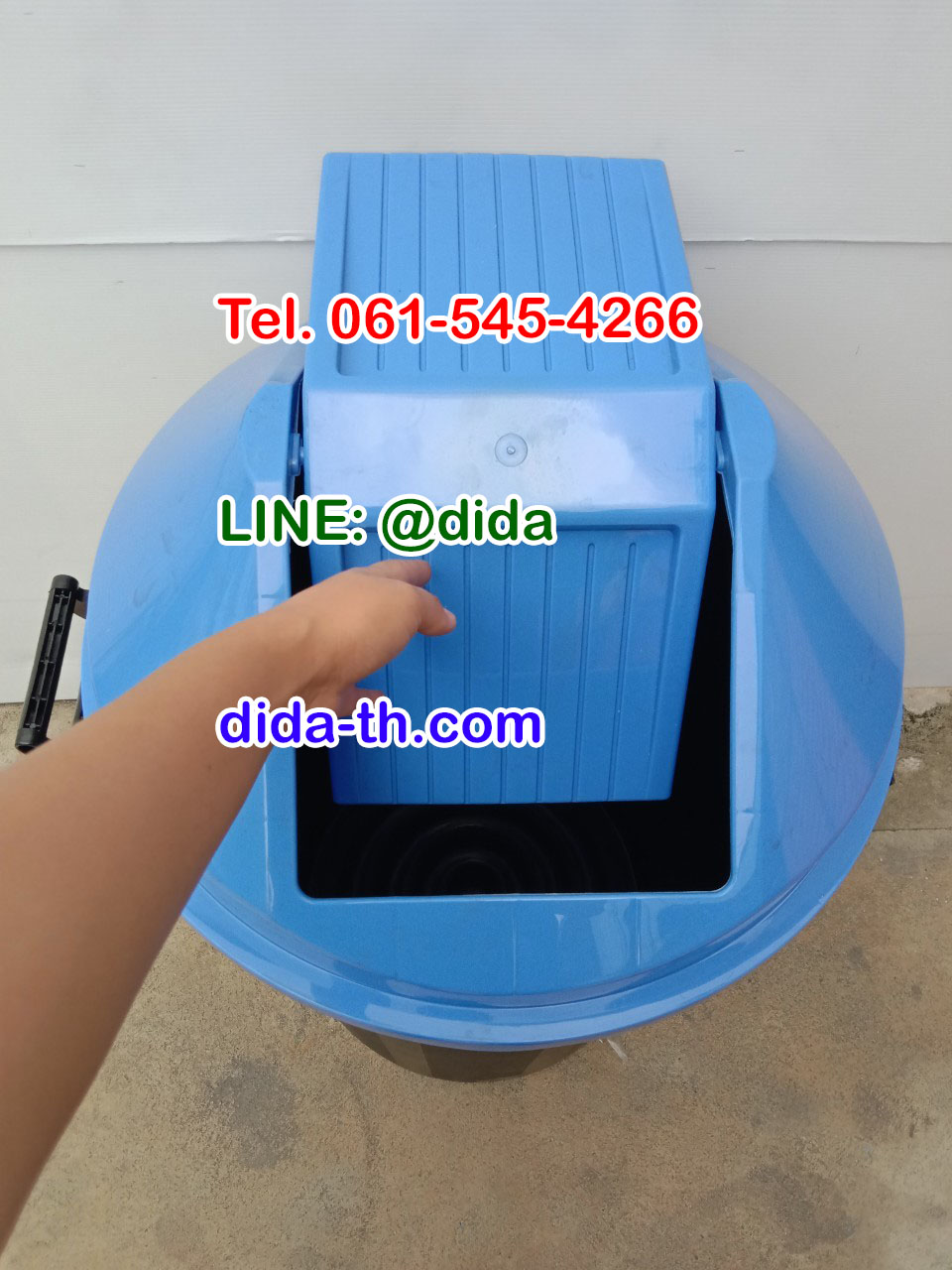 ถังขยะแยกประเภท ทรงกลม สีดำ ฝาสี 112 ลิตร