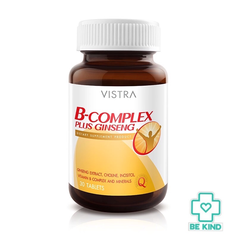 VISTRA B-Complex Plus Ginseng 30 tabs วิสทร้า วิตามินบีรวมผสมโสม 30 เม็ด