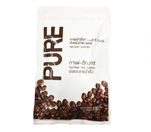 Q01 [PURE] กาแฟดีท็อกซ์ สำเร็จรูป ชนิดละลายน้ำเร็ว 100g.