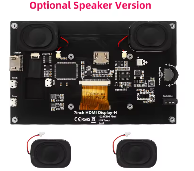 7inch HDMI Display-H หน้าจอสัมผัสขนาด7นิ้ว 1024*600 สำหรับ Raspberry Pi พร้อมลำโพง