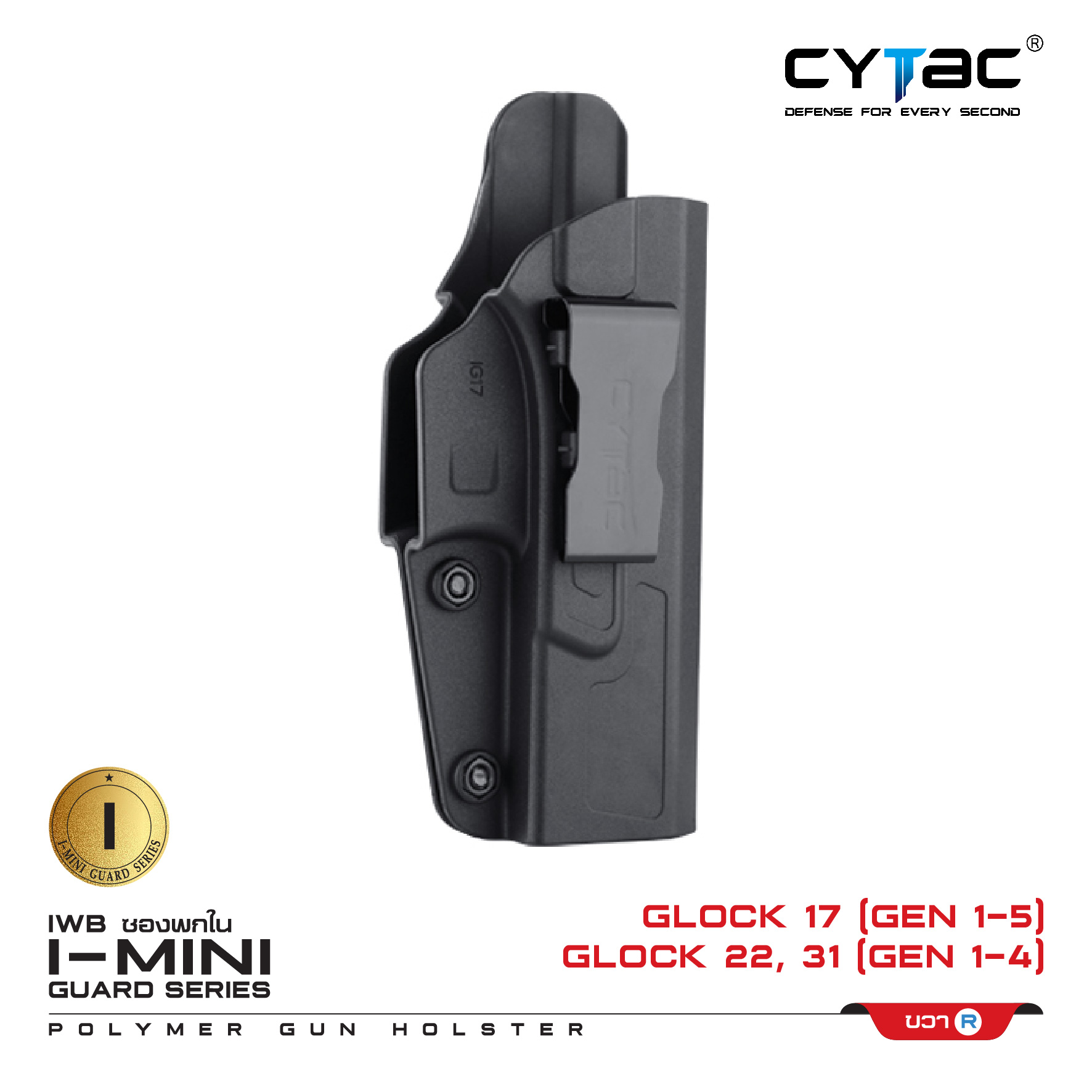 CYTAC ซองพกใน Polymer รุ่น GLOCK 17,22,31 (K0400)