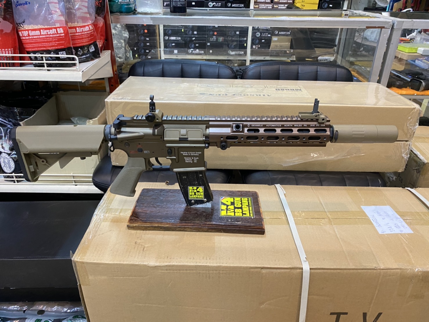 E&C 105 S2 : HK 416 D Geissele 10.5 (Suppressor) สีทราย บอดี้โลหะ