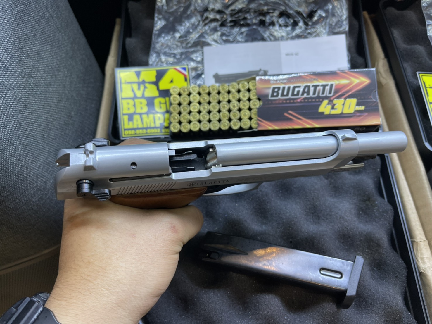 RETAY บาเรทต้า MOD 92 บรอนซ์เงิน ด้าม ไม้