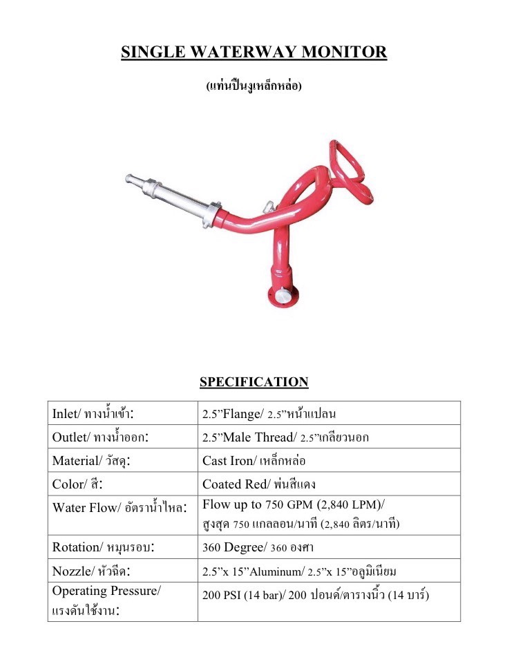 หัวฉีดแท่นปืนดับเพลิง รูปงู ขนาด 2.5 นิ้ว